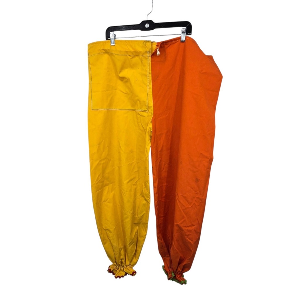 Vintage 60s 70s Handmade Circus Clown Costume Pants Orange Yellow Ruffle Leg